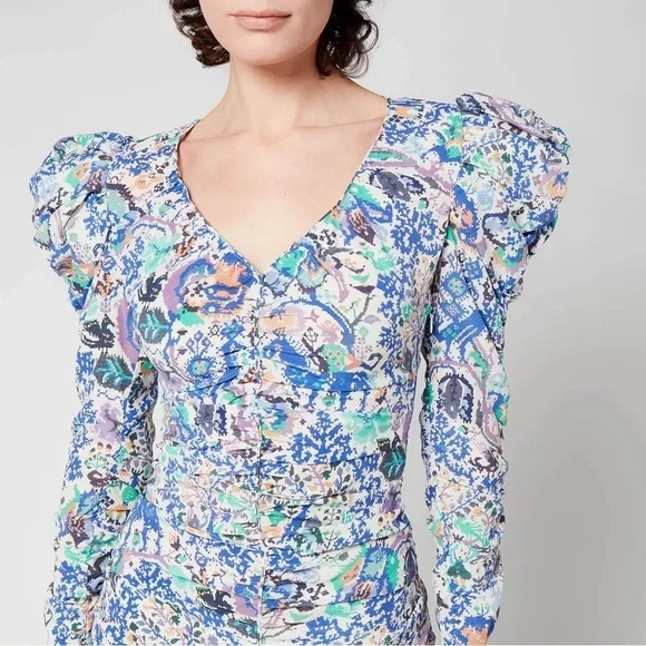 Isabel Marant Étoile Bireya Silk-Blend Mini Dress Size 40/ US 8 NWT - Picture 2 of 12